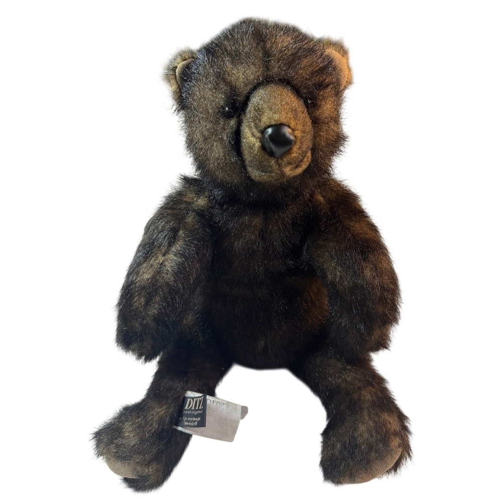 Vintage‎ 90s Ditz Designs Black Bear Plush Posable Realistic Cabin Lodge Decor